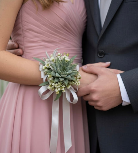 Succulent & Air Plant Corsage & Boutonniere Set