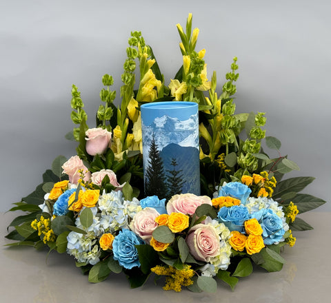 #88 Summer Bloom Memorial Urn Wreath