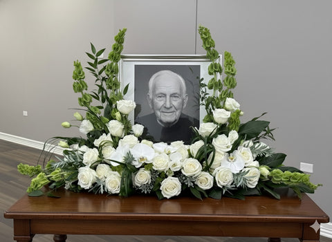 #272 Elegant White Rose & Orchid Floral Picture Frame Arrangement