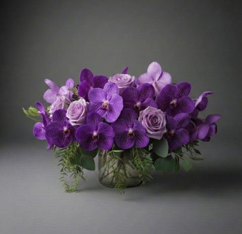 Purple Dream | Vanda Orchid and Lavender Rose Arrangement