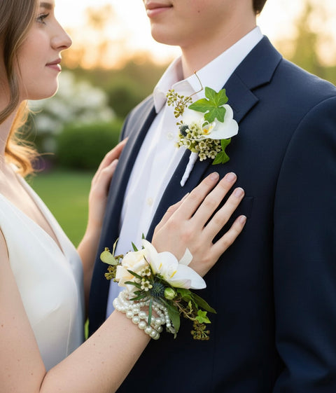 Orchid and Ivy Corsage & Boutonniere – Prom Fresh Flowers