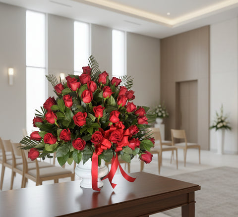 #70 Timeless Love Red Rose Floor Basket