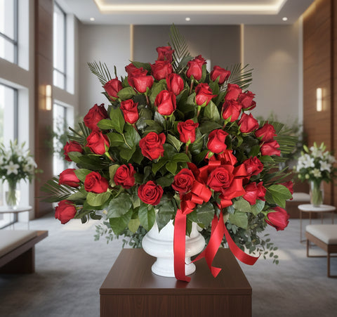 #70 Timeless Love Red Rose Floor Basket