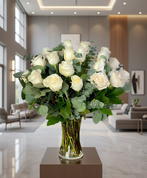 #78 Pure Elegance White Rose Vase