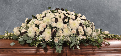 #254 Serenity in White Full Casket Spray