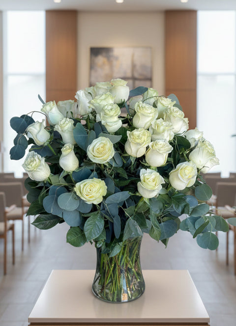 #78 Pure Elegance White Rose Vase