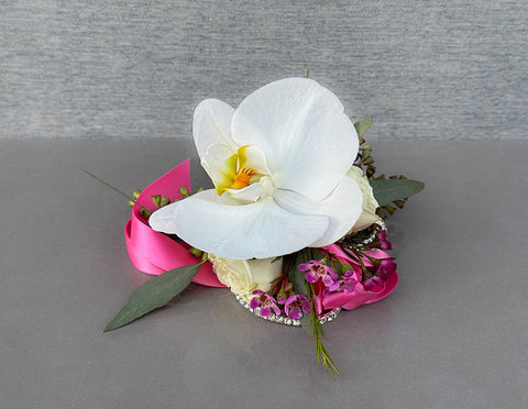 Classic White Orchid & Pink Ribbon Options