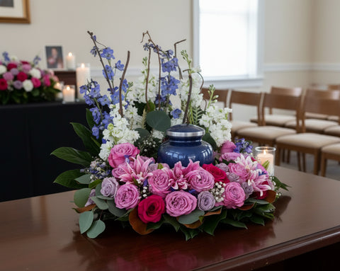 #82 Graceful Blooms Memorial Urn Wreath