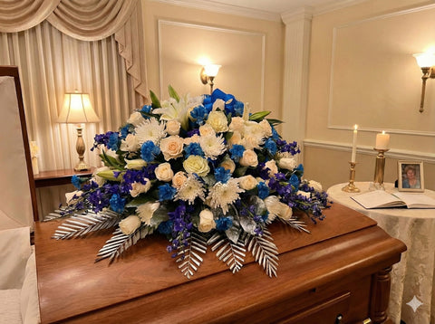 Silver Accent Half Casket Spray