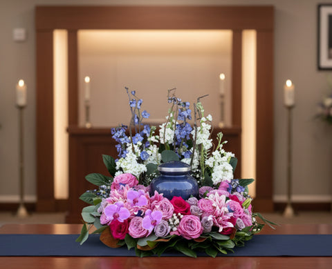 #82 Graceful Blooms Memorial Urn Wreath