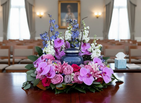 #82 Graceful Blooms Memorial Urn Wreath