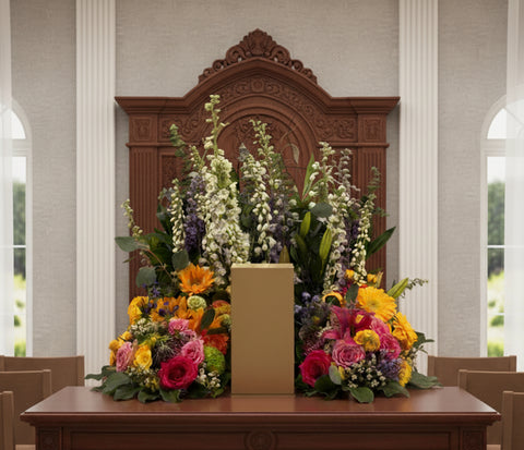#83 Sunlit Garden Memorial Urn Wreath- A vibrant Tribute