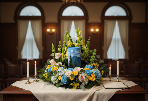 #88 Summer Bloom Memorial Urn Wreath