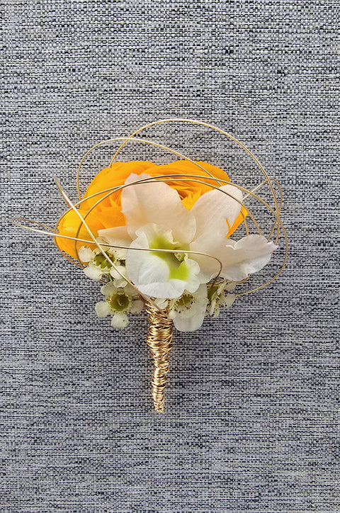 Yellow and White Wrist Corsage & Boutonniere for Prom – Fresh Flowers