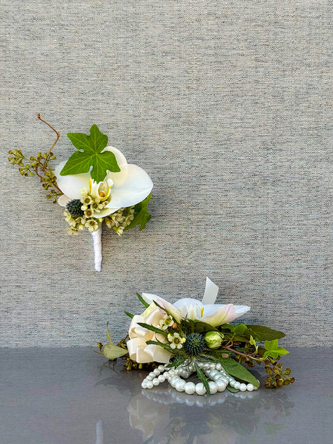 Orchid and Ivy Corsage and/or Boutonniere – Fresh Flowers