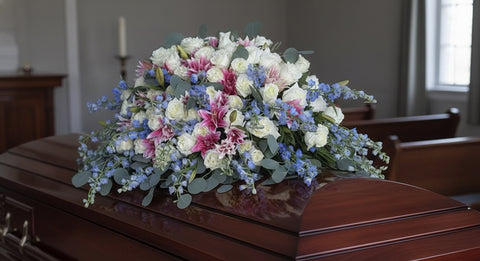 #97 Watercolor Dreams Casket Spray