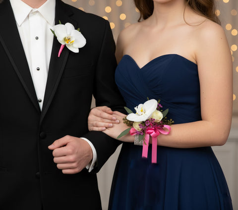 Classic White Orchid & Pink Ribbon Options