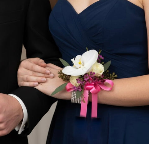 Classic White Orchid & Pink Ribbon Options
