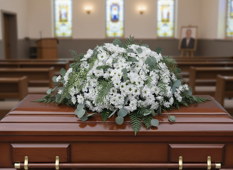 #261 Pure Grace Daisy Half Casket Spray