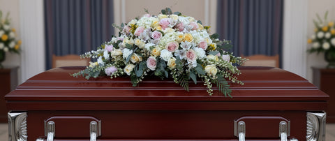 #107 Pastel Grace Half Casket Spray