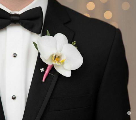 Classic White Orchid & Pink Ribbon Options