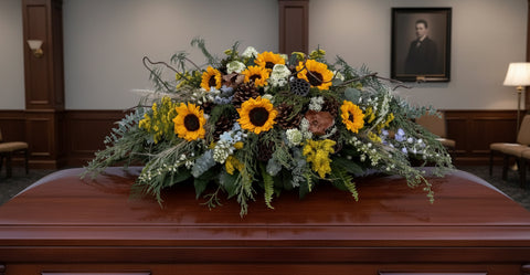 #109 Golden Meadow Half Casket Spray