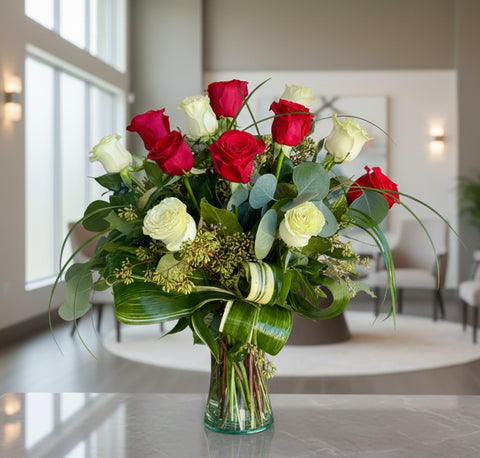 Half Red Half White Dozen