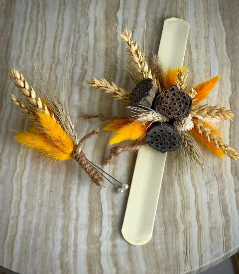 Country Rustic western wedding | Dried Floral Corsage & Boutonniere Set: Everlasting Wedding Keepsake