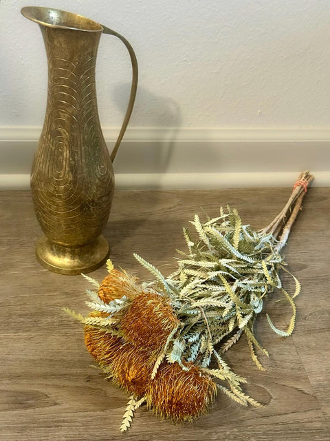 Dried Autumn Protea Mini Banksia Stems – Natural Rustic Protea Bunch of 5