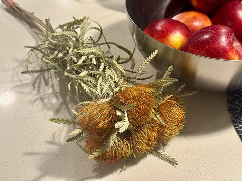 Dried Autumn Protea Mini Banksia Stems – Natural Rustic Protea Bunch of 5