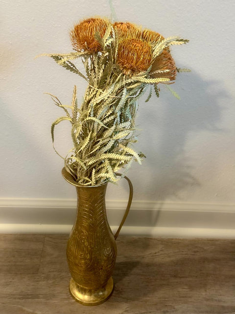 Dried Autumn Protea Mini Banksia Stems – Natural Rustic Protea Bunch of 5