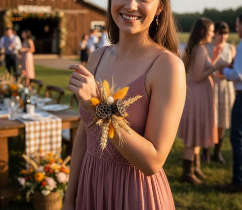 Country Rustic western wedding | Dried Floral Corsage & Boutonniere Set: Everlasting Wedding Keepsake