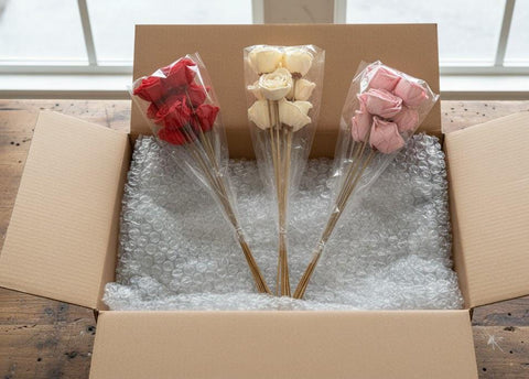 Vintage Mix Dried Roses: Blush, Ivory & Red - 5 Stems