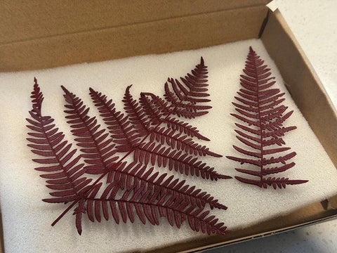 3 Red Pressed Fern Leaves | Resin Art, Jewelry Crafts