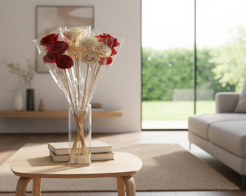 Vintage Mix Dried Roses: Blush, Ivory & Red - 5 Stems