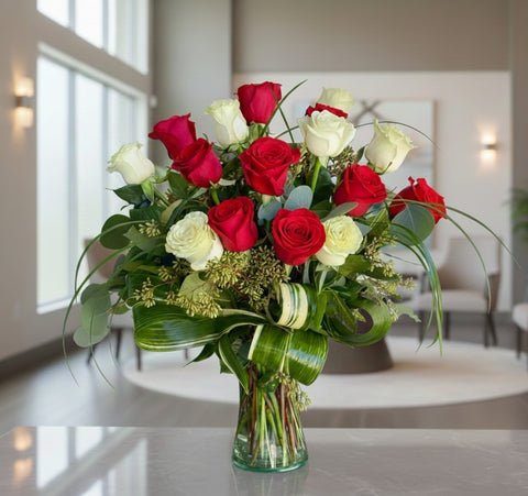 Half Red Half White Dozen