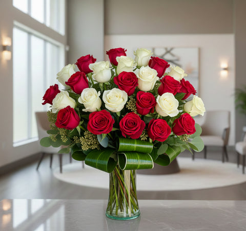 Half Red Half White Dozen