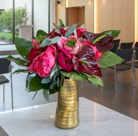 Scarlet Hammered Vase Arrangement