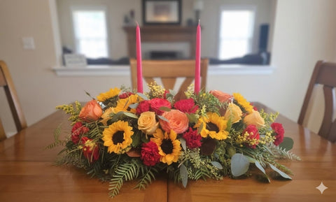 The Harvest Gathering Candle Centerpiece - Hand-Crafted & Table Ready